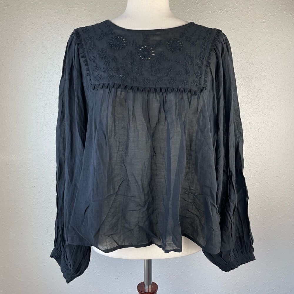 NWT Free People Oversized Black Lace Top Size S